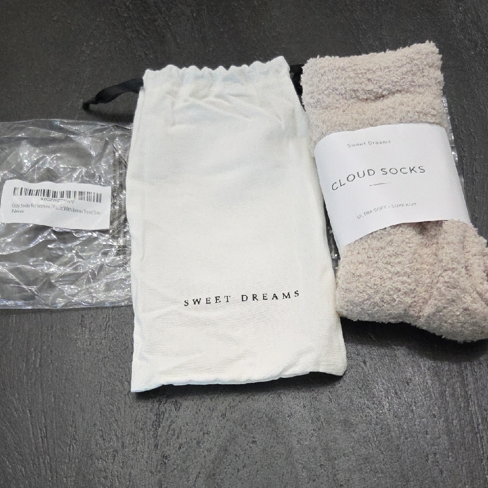 Sweet Dreams Plush Cloud Socks in Beige